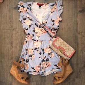 Super cute Baby blue and rose pink romper